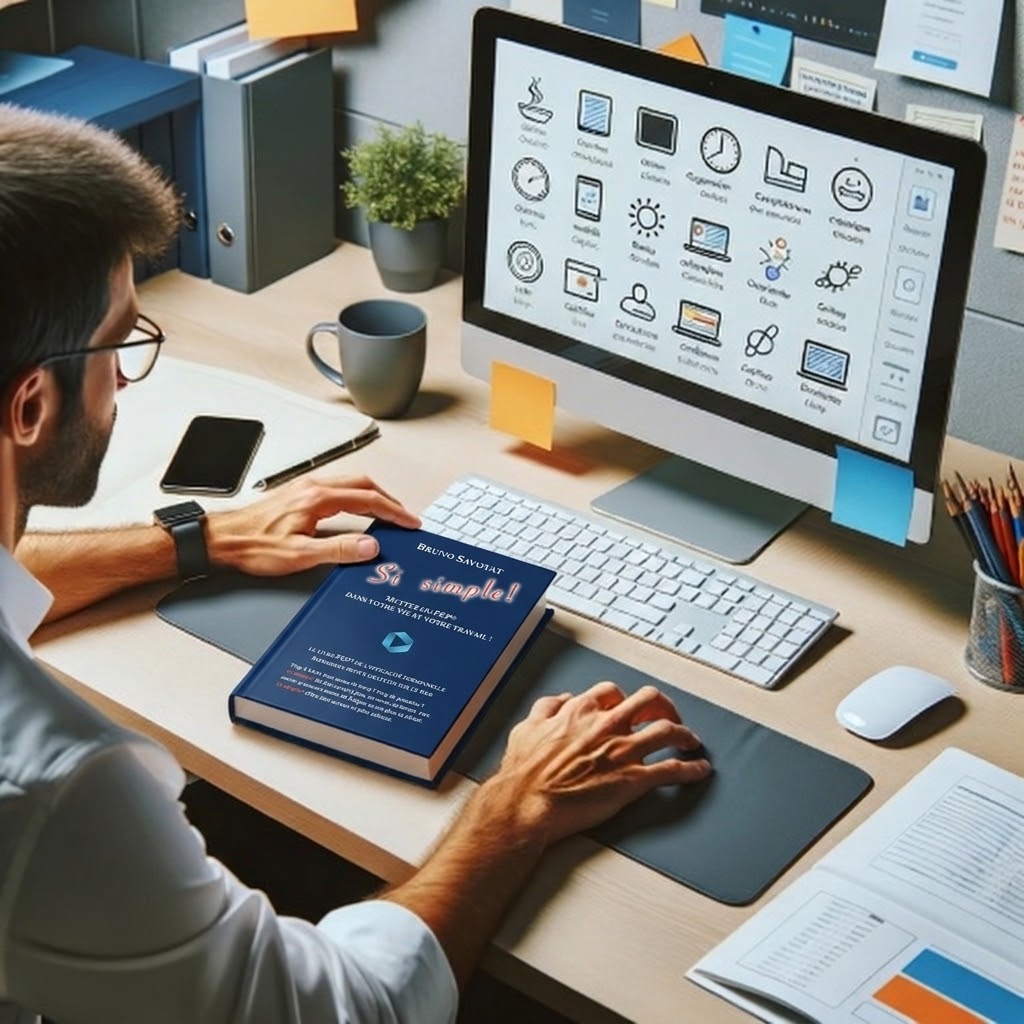 Un professionnel utilisant le livre Si simple de Bruno Savoyat pour adapter les outils PEP d'efficacité à ses besoins